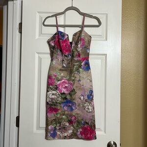 Windsor Pink & Blue Floral Spaghetti Strap Mini Dress